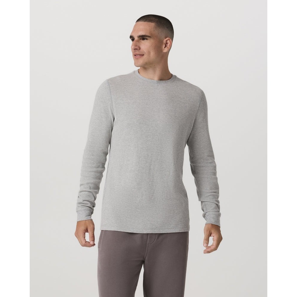 Vuori Waffle Crew Shirt Mens XL Gray Knit Thermal Long Sleeve Baselayer V176